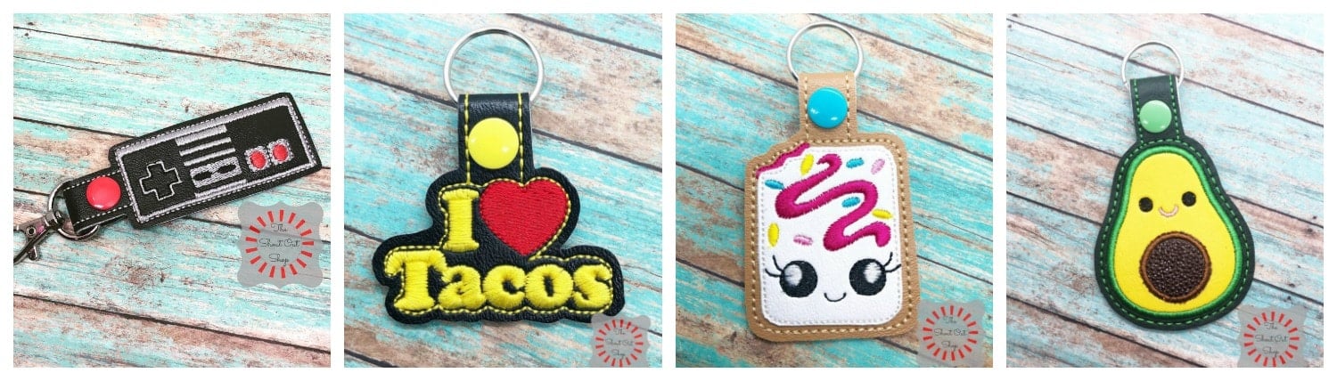 cute keychains that say i love tacos and a poptart