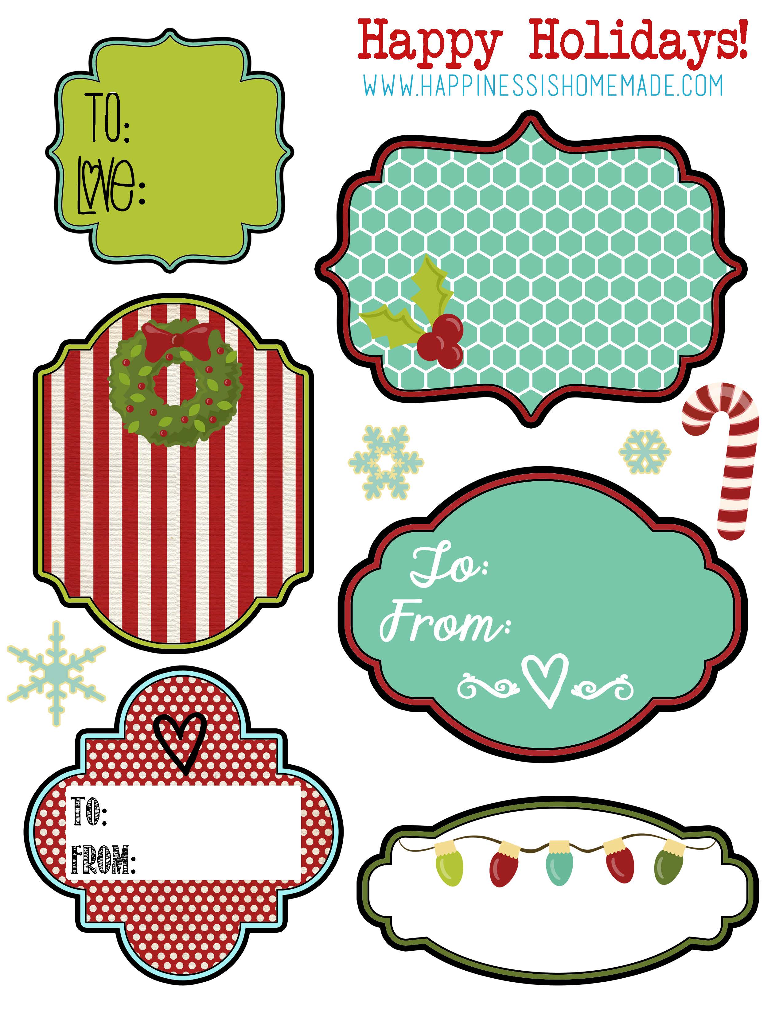 examples of different free printable gift tags