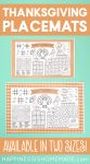 thanksgiving kids table placemats