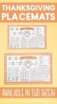 printable kids activity placemats for thanskgiving
