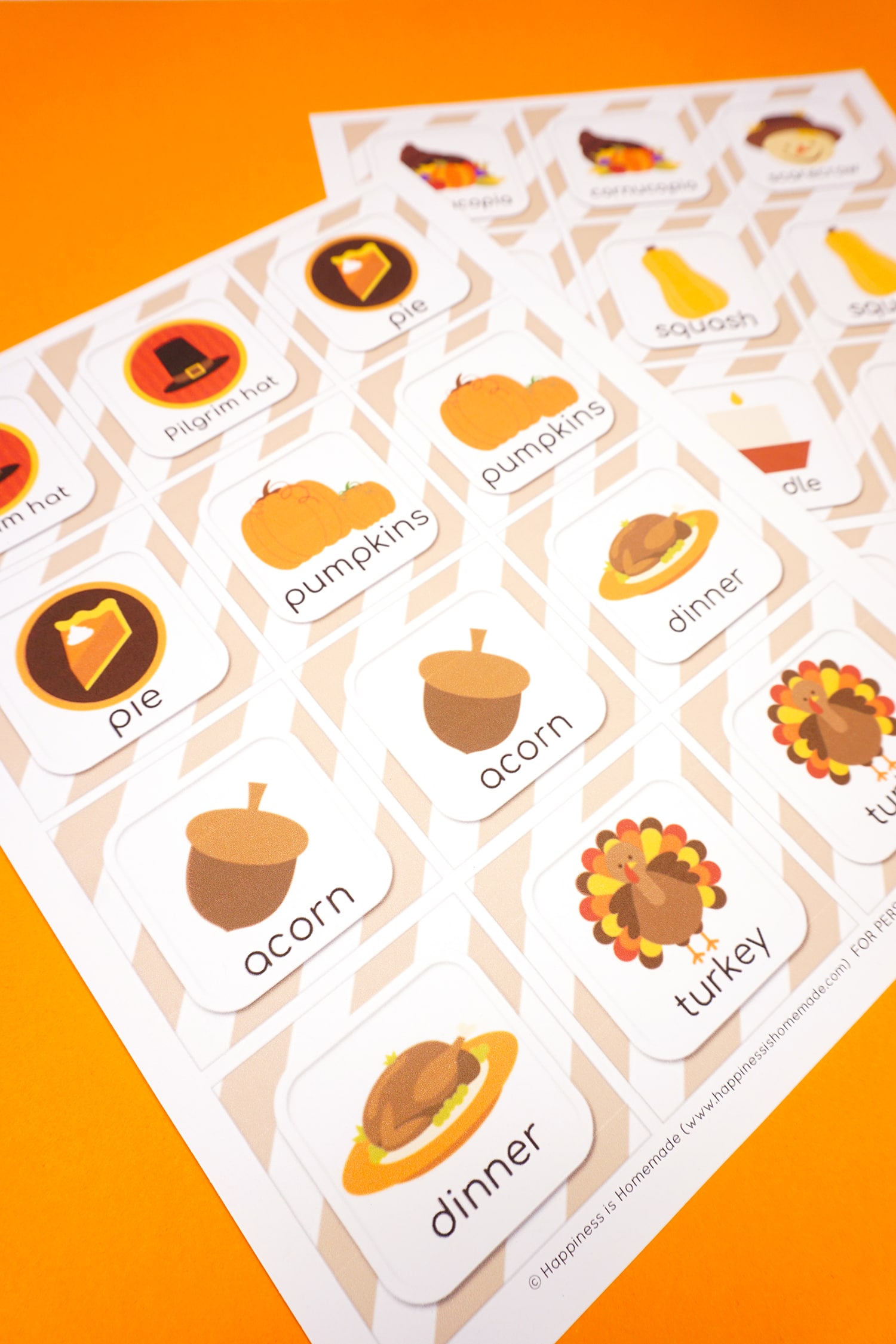 printable thanksgiving memory game cards