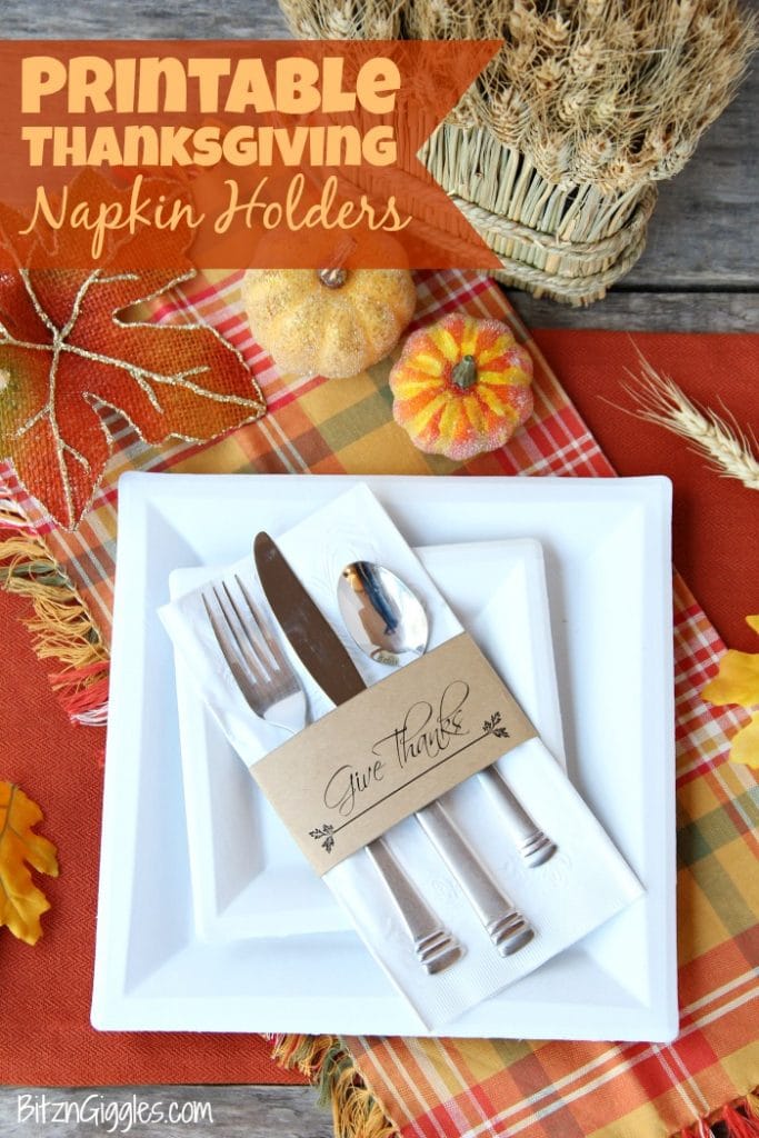 printable thanksgiving napkin holders with tableware