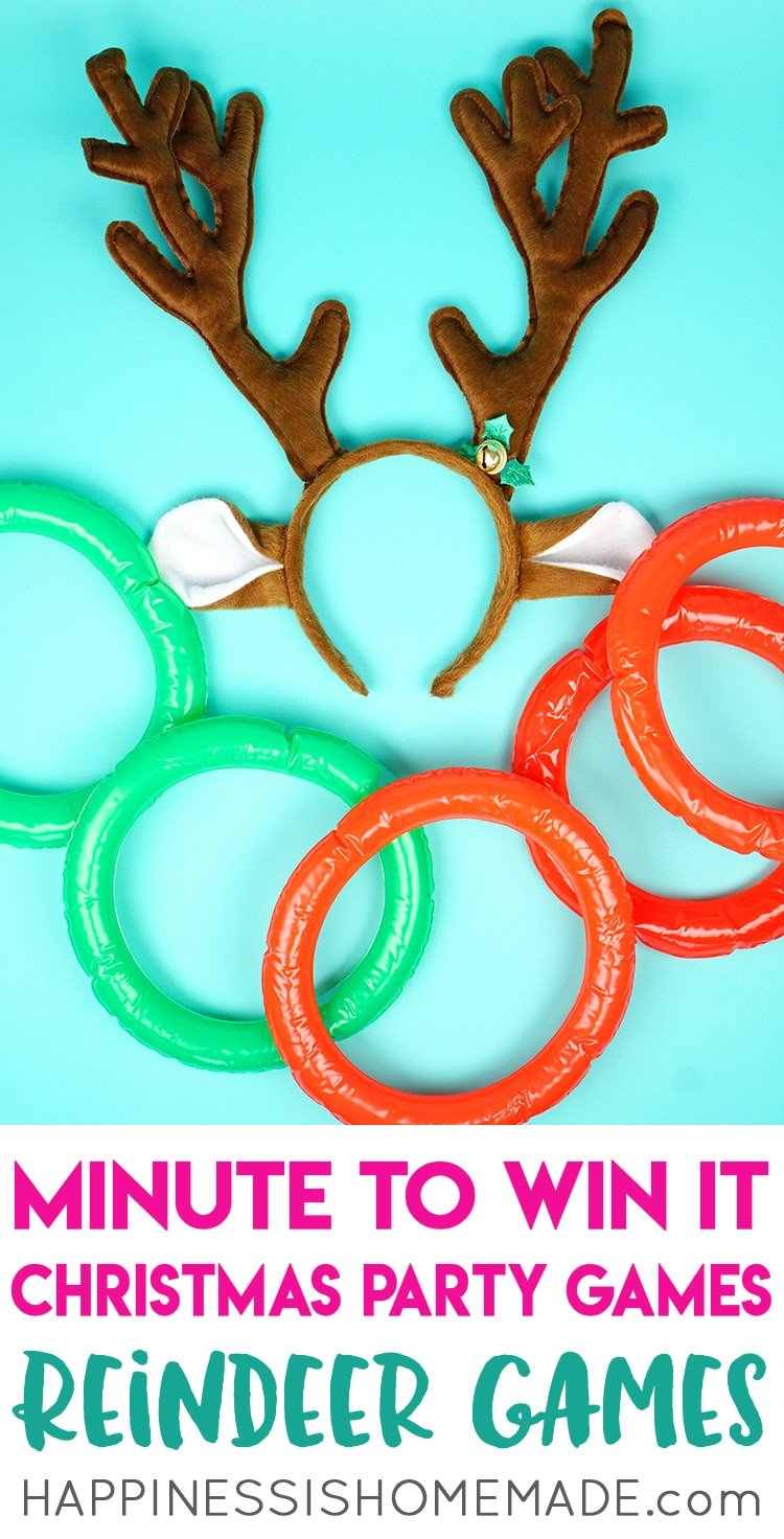 reindeer headband and inflatable rings to toss