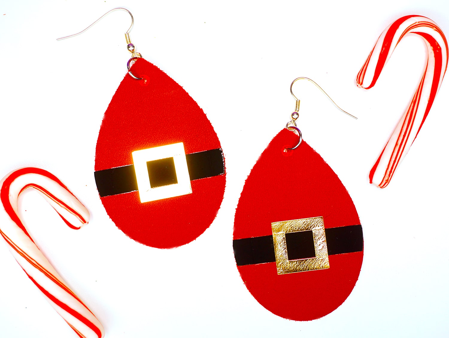 DIY santa earrings with candy canes