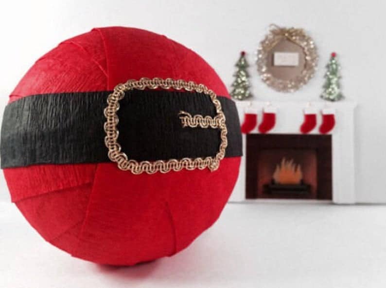 santa surprise balls in christmas living room