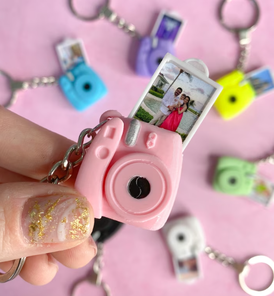 tiny mini camera keychains with custom photo inside