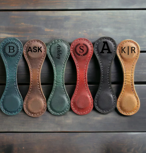 vintage leather bookmarks with custom initials