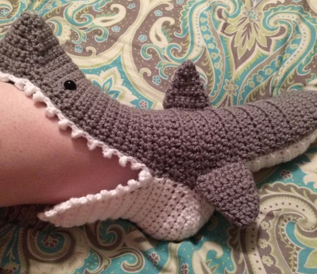 funny crochet shark socks