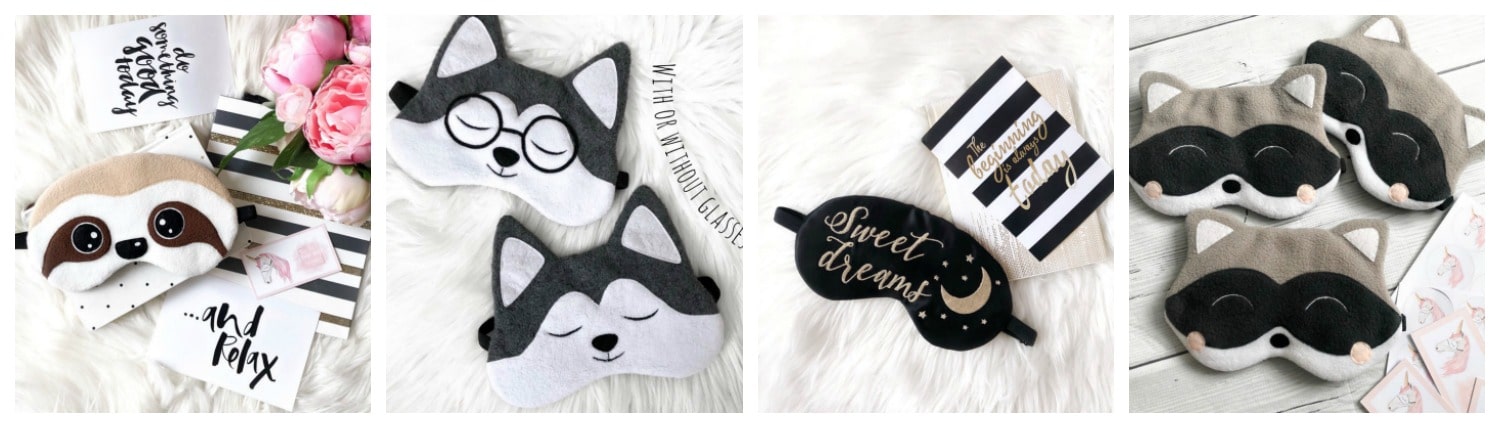 cute puppy dog and sweet dreams sleeping masks