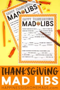 Thanksgiving Mad Libs Printable Game - Happiness is Homemade