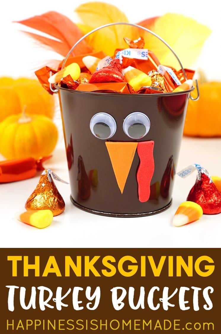 Thanksgiving Turkey Treat Buckets with Candy inside