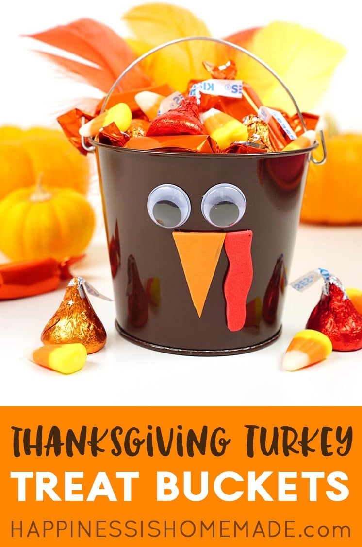 Thanksgiving Turkey Treat Buckets with Candy inside