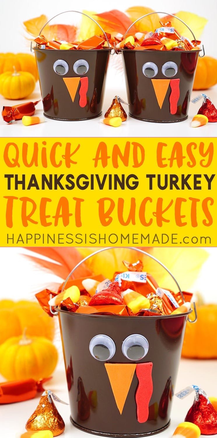 Thanksgiving Turkey Treat Buckets with Candy inside