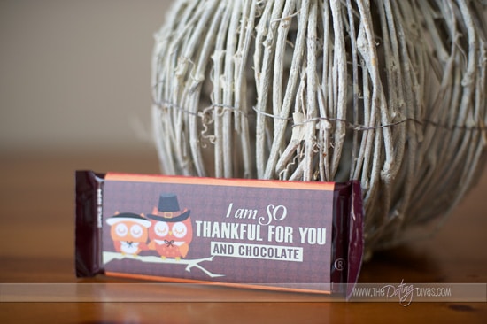 i am thankful for you and chocolate printable candy bar holder