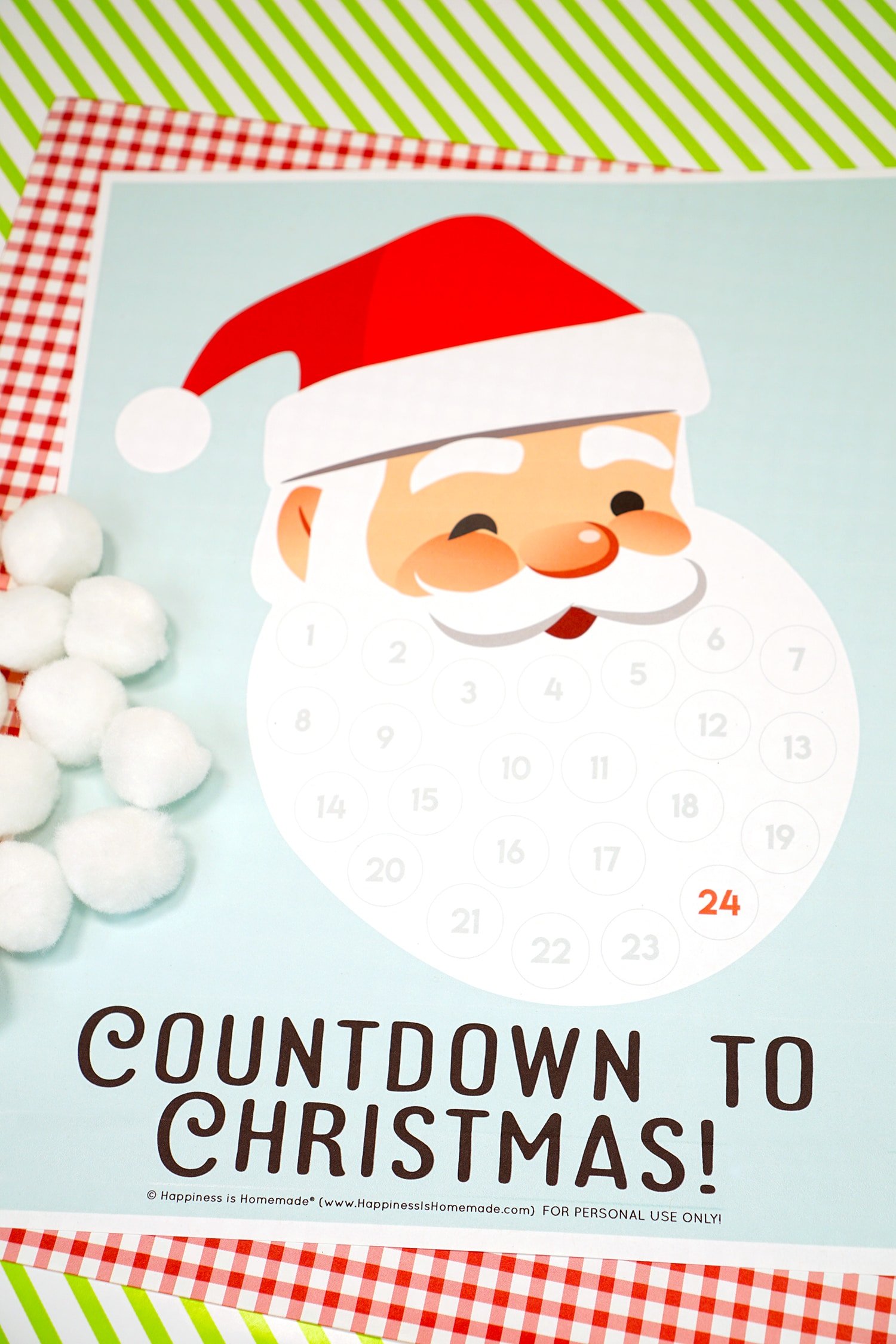 Santa Christmas Countdown Printable Happiness is Homemade