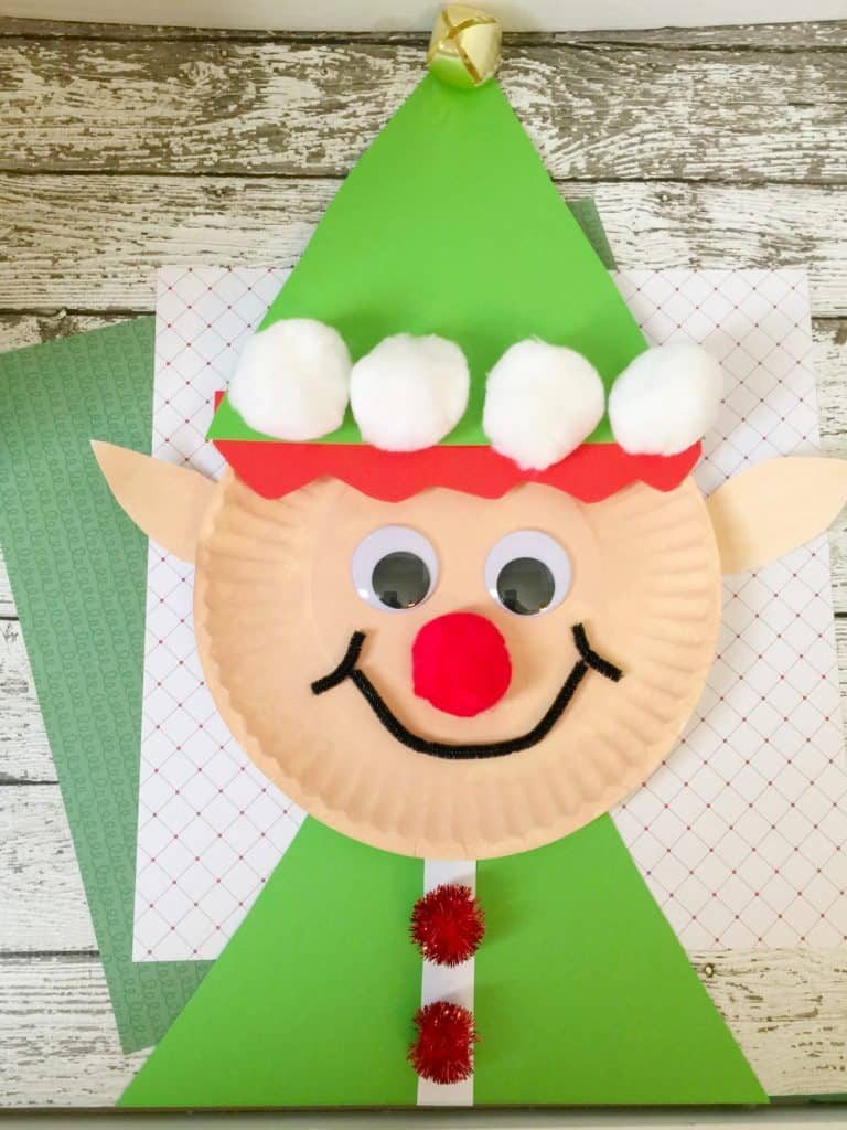 smiling elf paper plate kids craft