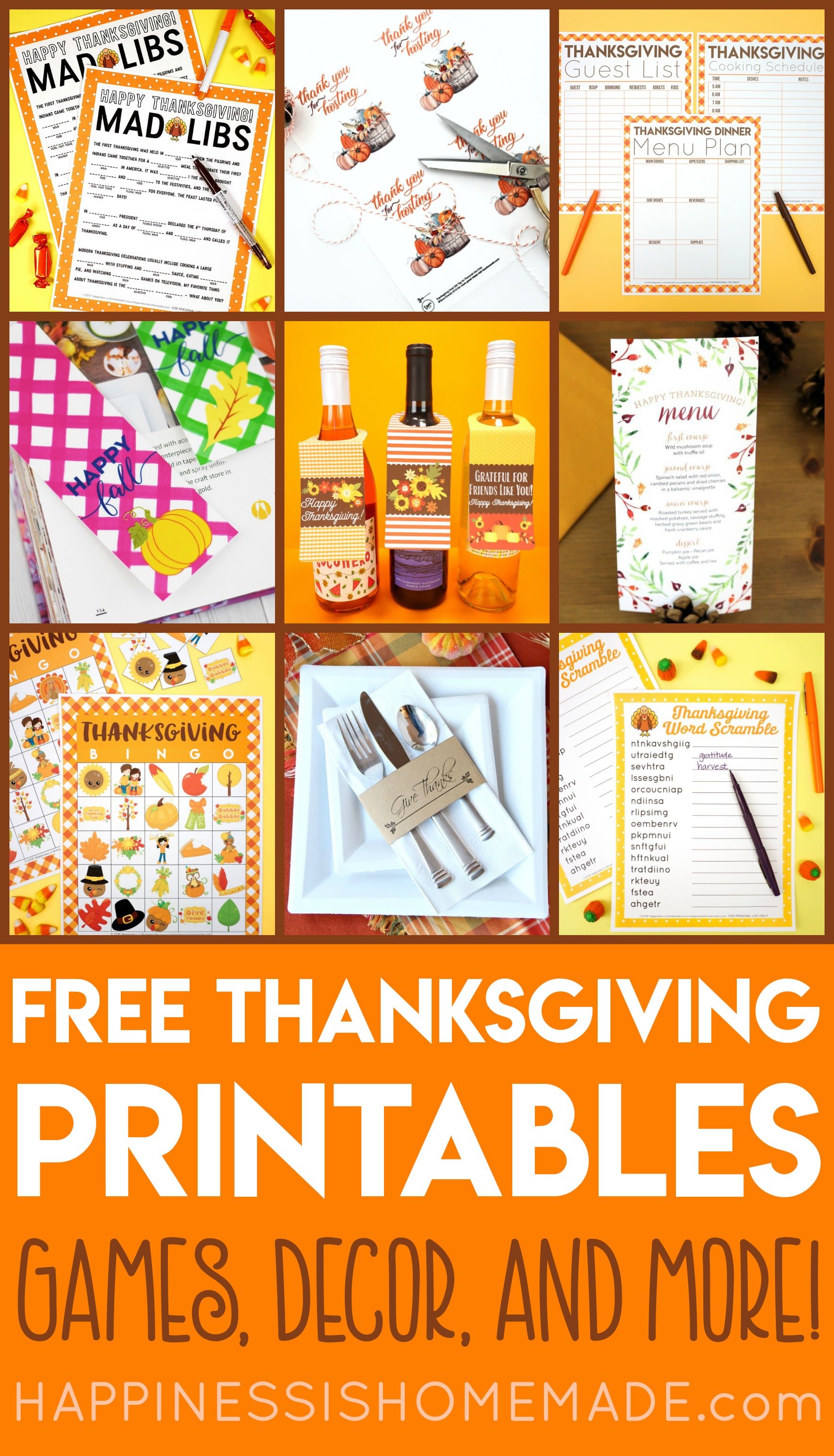free thanksgiving printables game activities decor and more