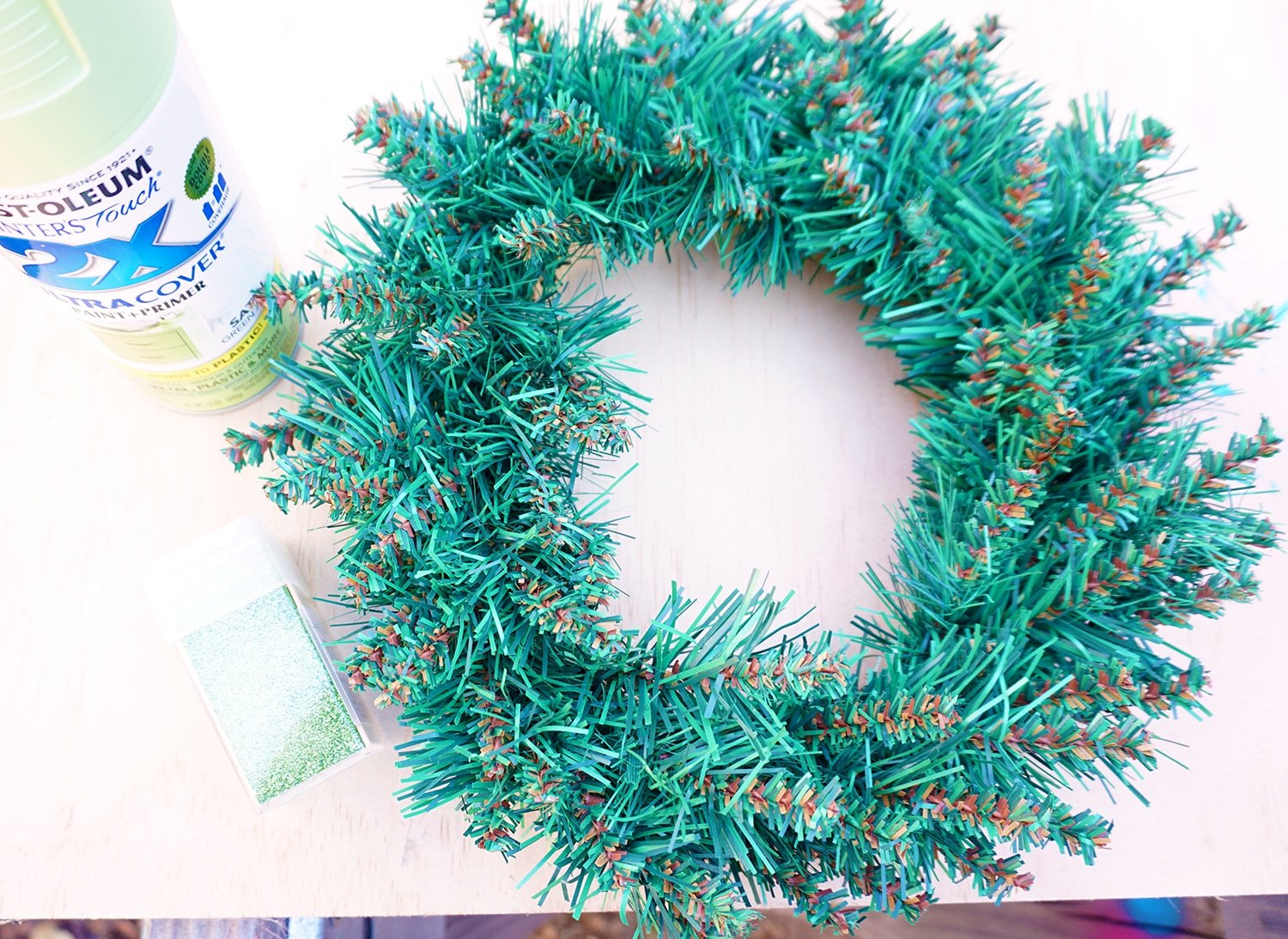green faux pine wreath