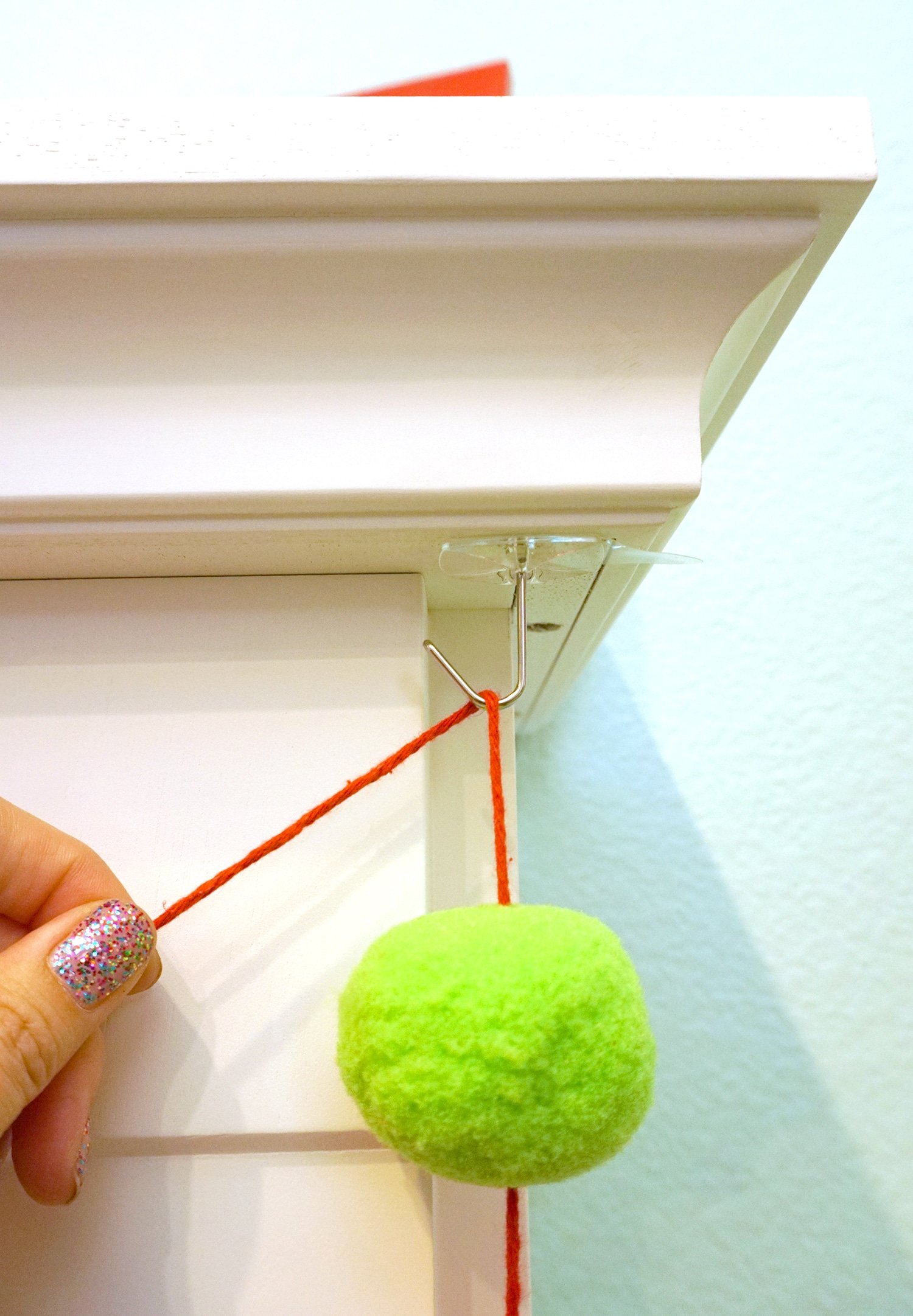 stringing christmas garland using command clear hooks