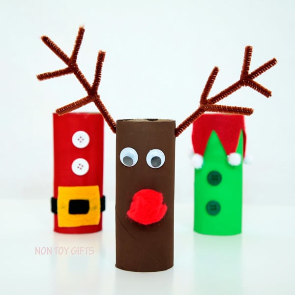 Christmas themed paper tube crafts