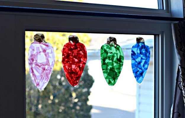 tissue paper christmas light window clings