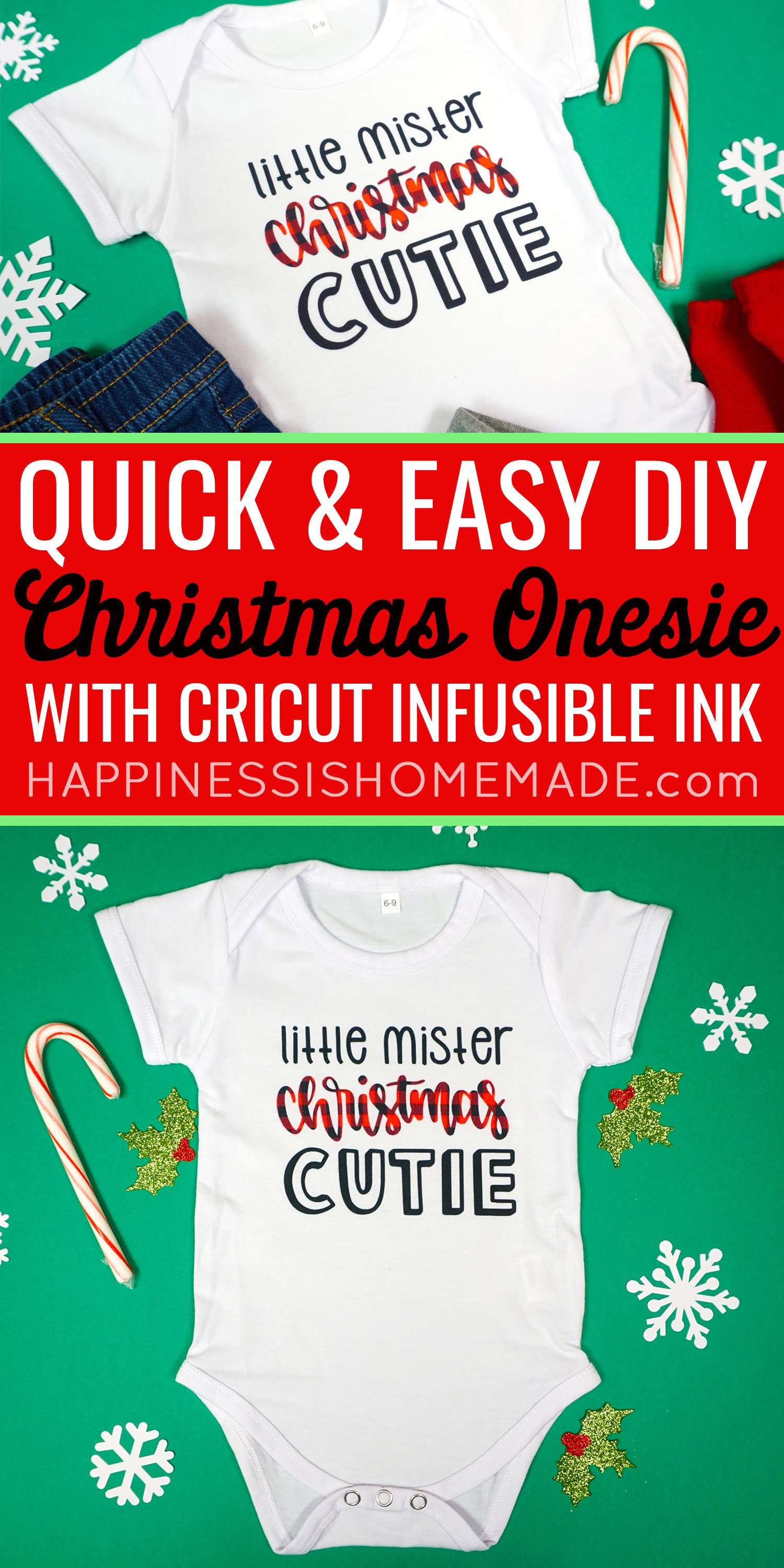 quick and easy diy christmas onesie with cricut infusible ink