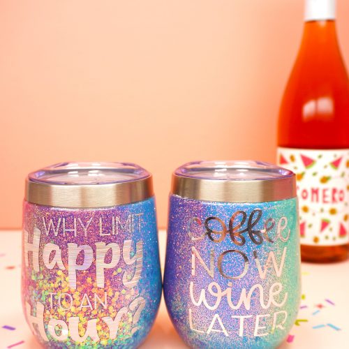 glitter rainbow wine tumblers