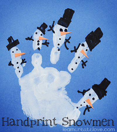 handprint snowman craft for kids