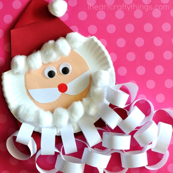 santa paper plate and paper chain beard craft