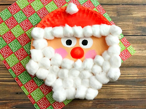 santa christmas paper plate craft for kids