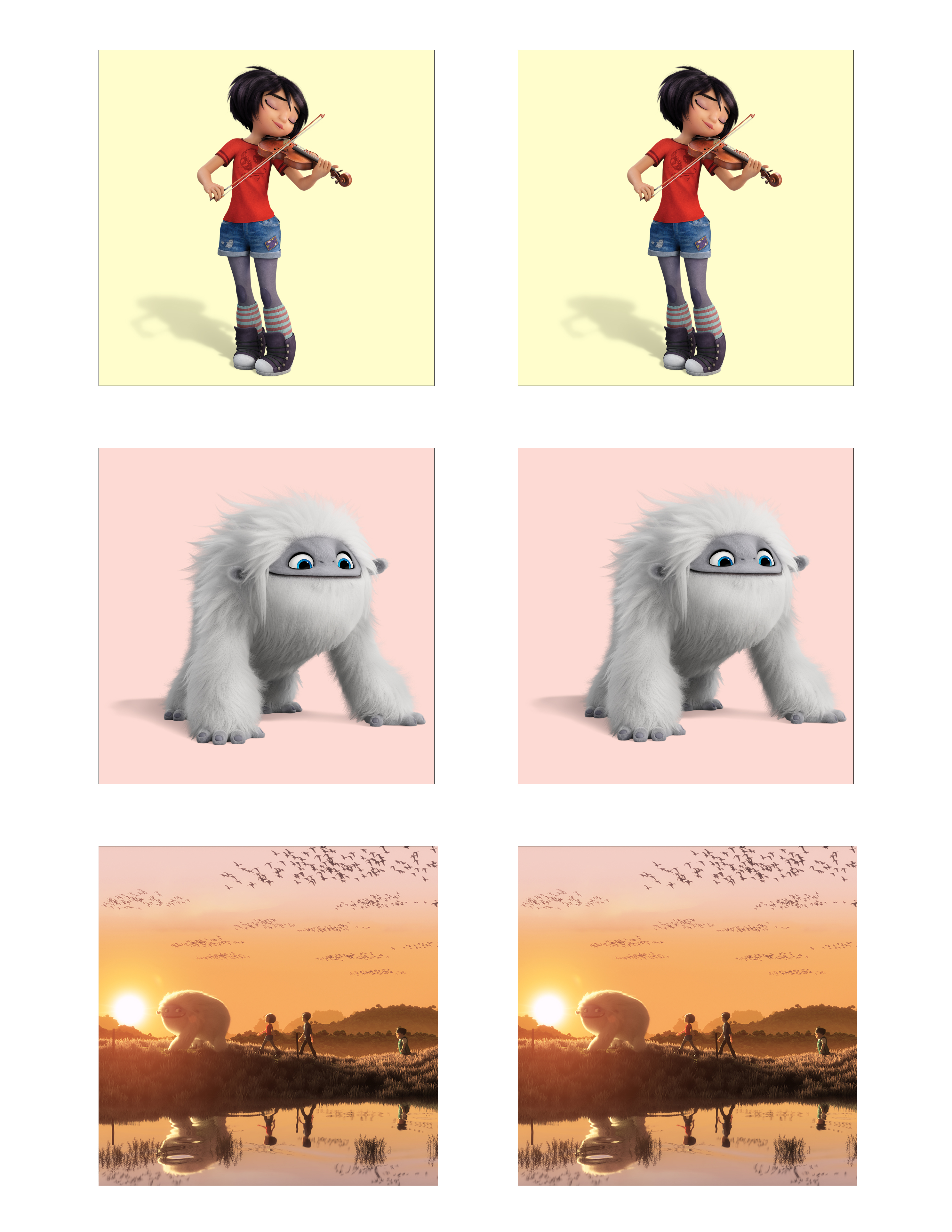memory game cards for abominable movie