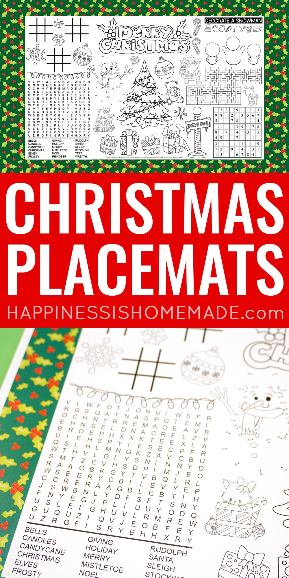 Printable Christmas Placemats for Kids