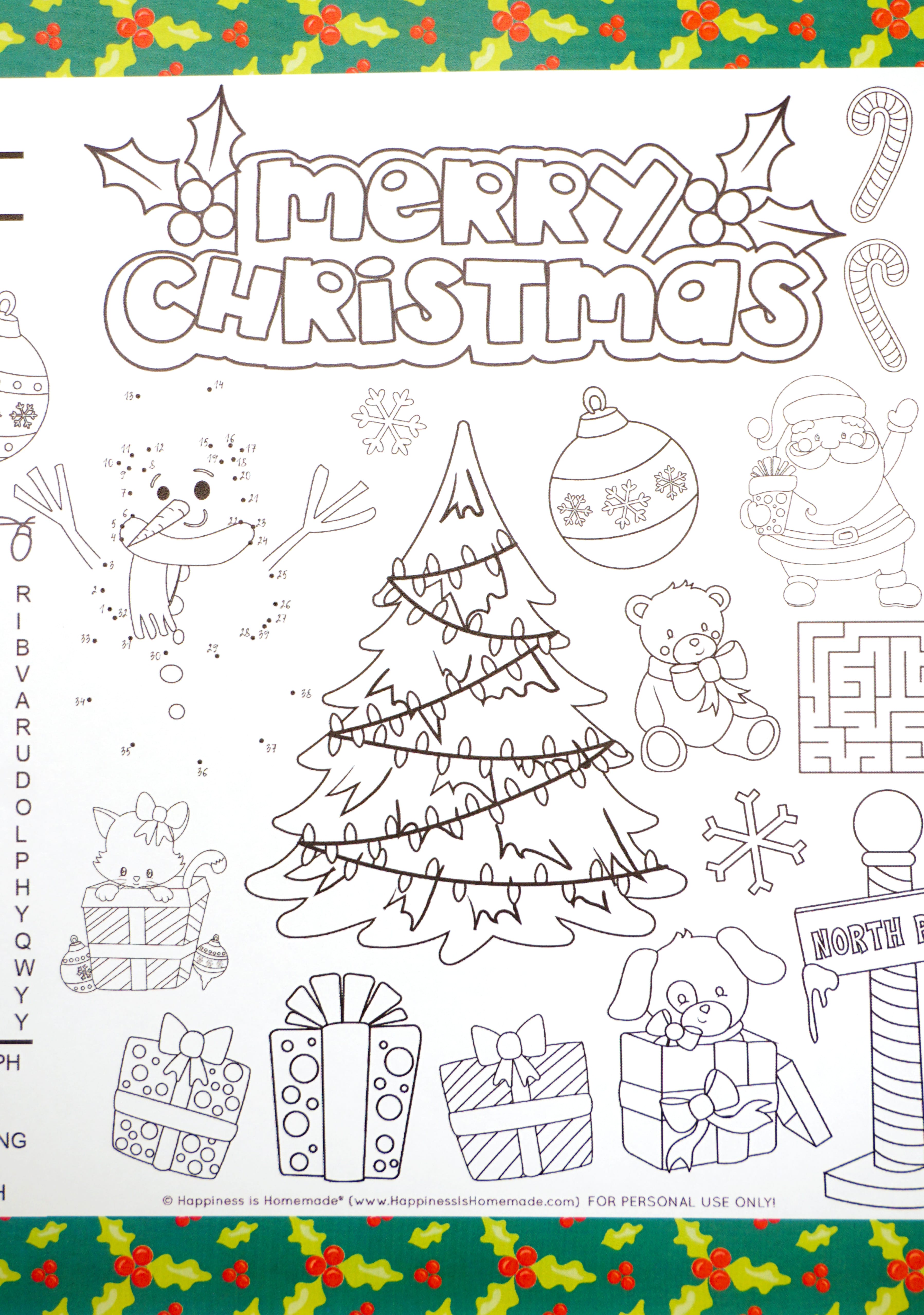 christmas coloring placemat
