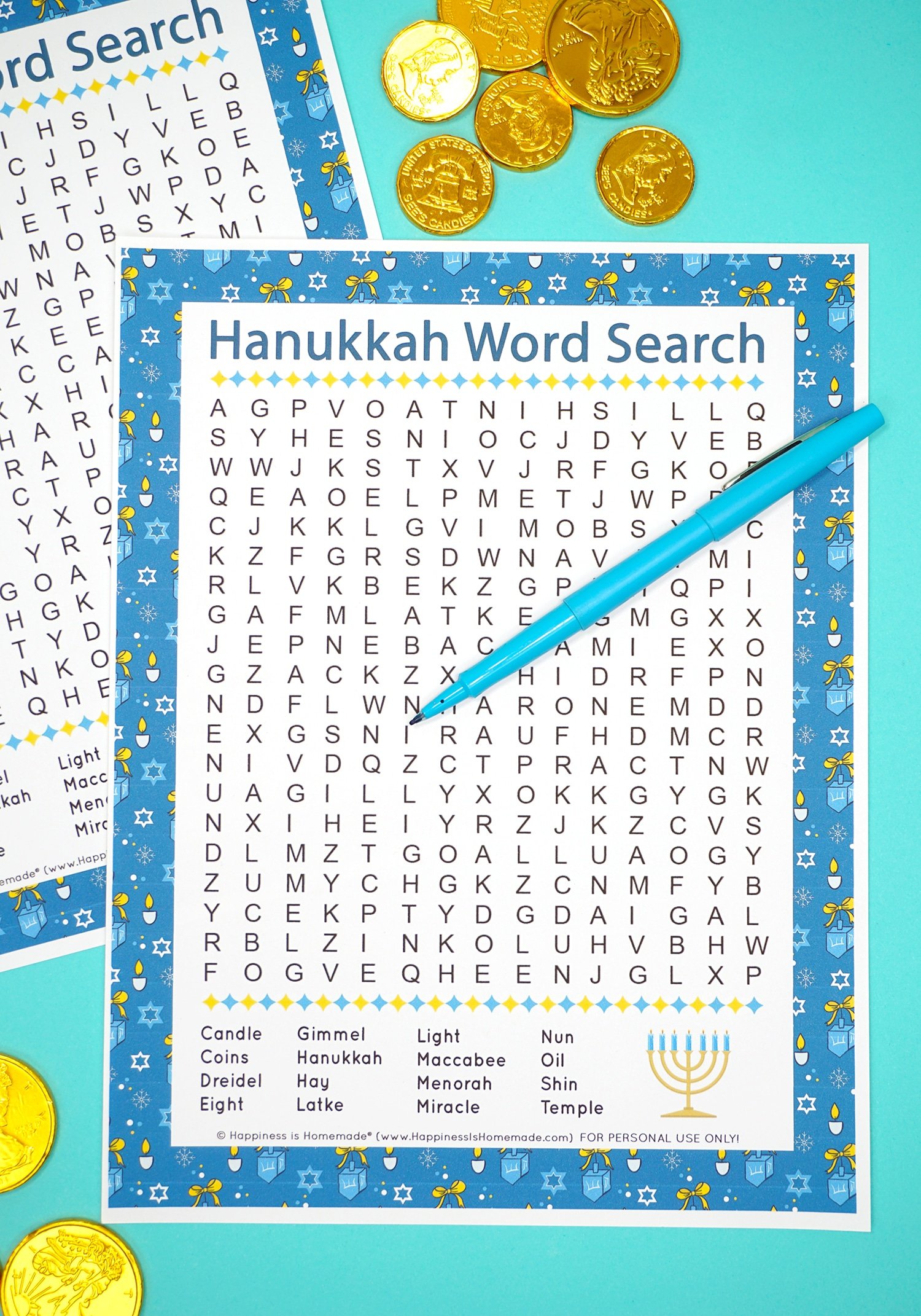 Hanukkah Word Search for Kids & Adults Happiness is Homemade