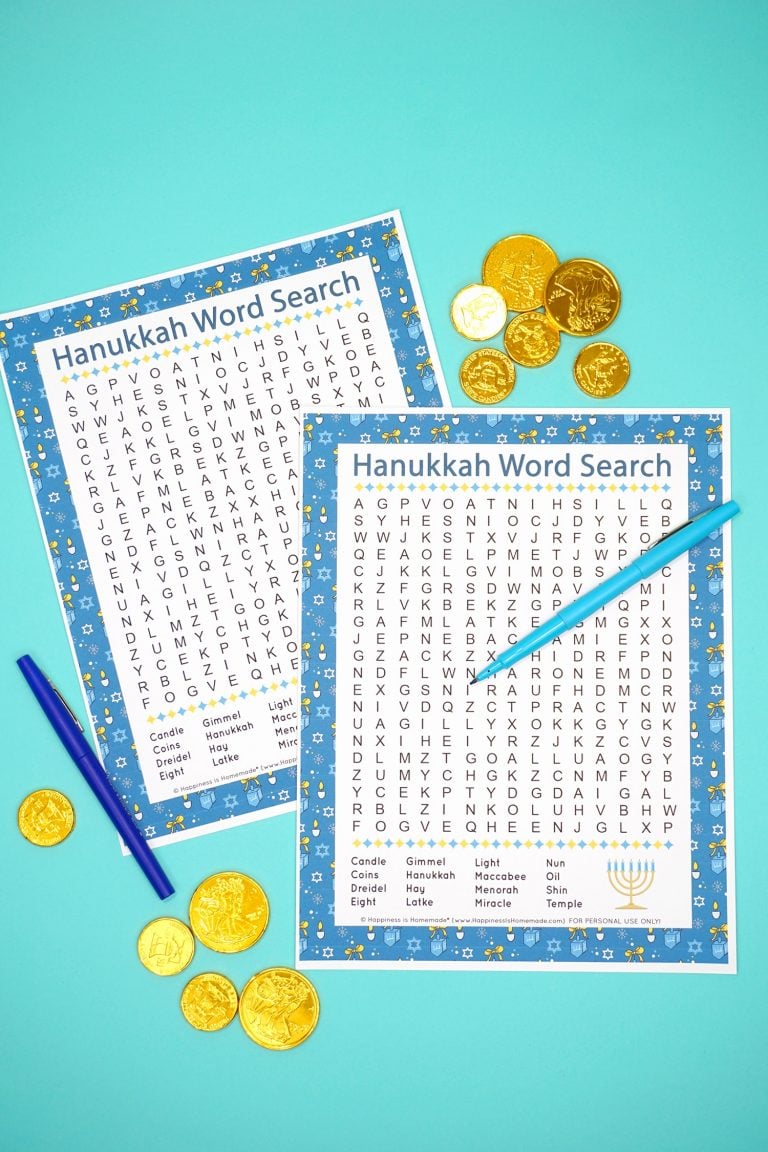 Hanukkah Word Search for Kids & Adults