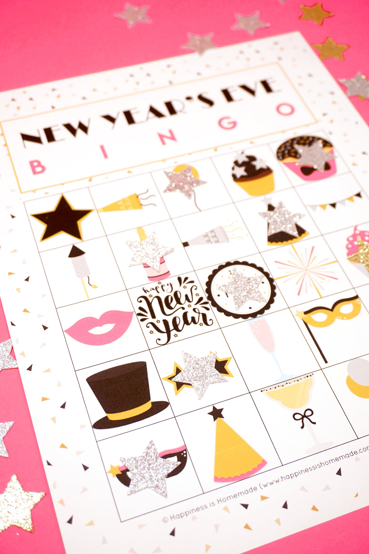 new years eve bingo game card printable