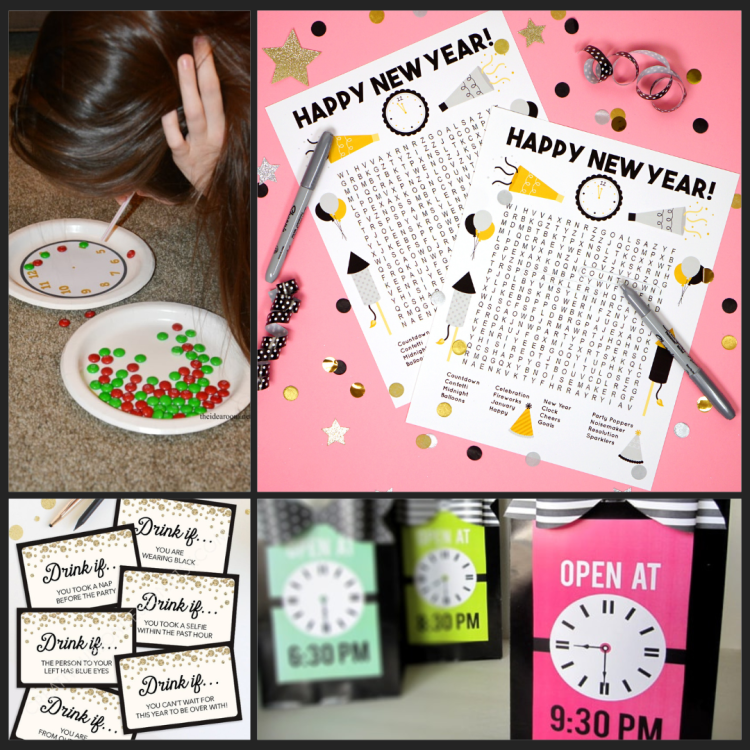 New Year's Eve Party Games collage graphic 