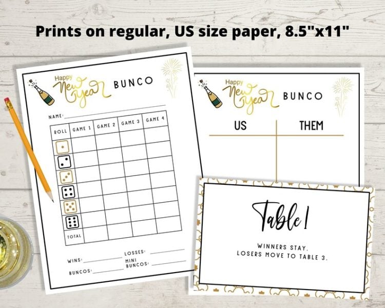 bunco printable score cards