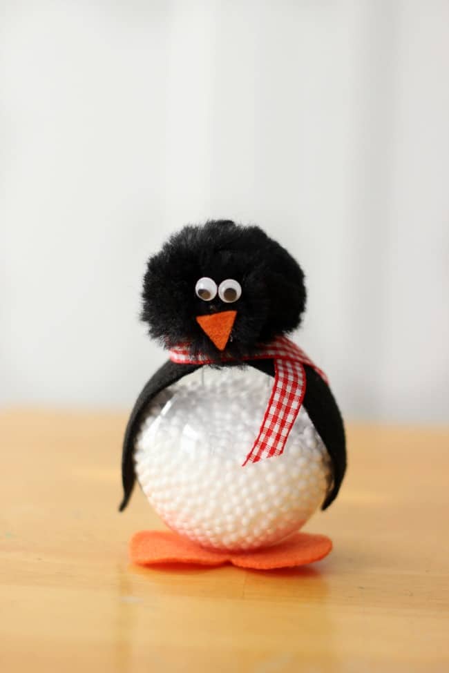 penguin made from pom poms