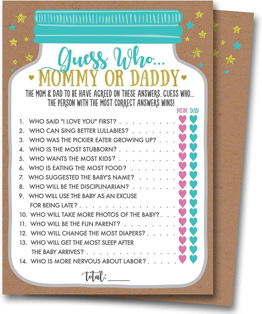 guess who mommy or daddy printable baby shower game