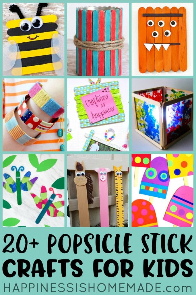 20+ popsicle stick crafts for kids pin graphic