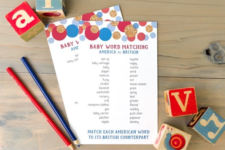 free american to british word match game printable