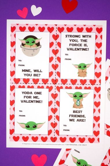 Printable Baby Yoda Valentine Cards