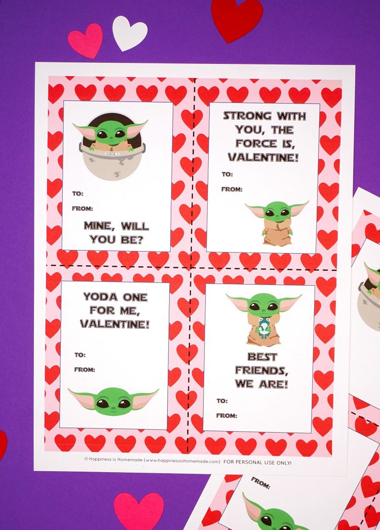 Printable Baby Yoda Valentine Cards