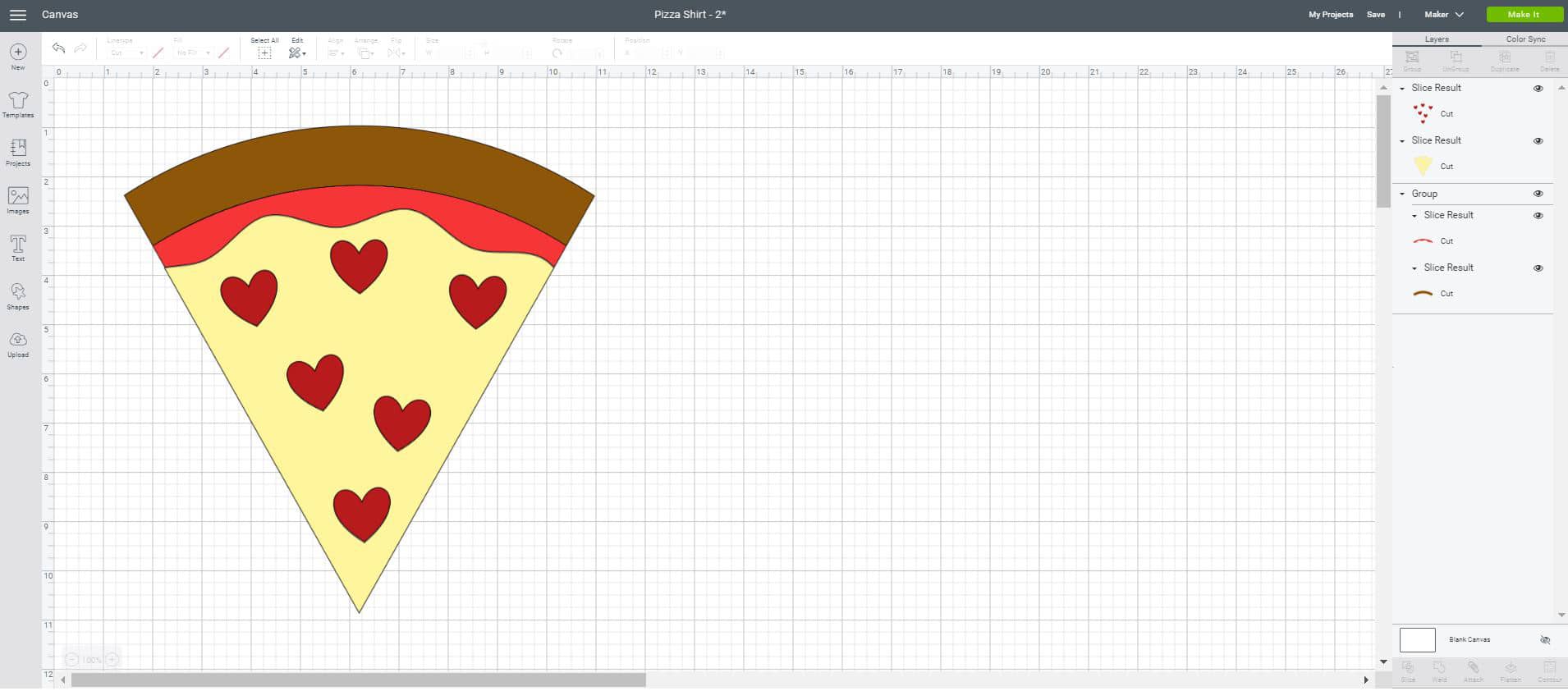 pizza my heart svg file in cricut design space