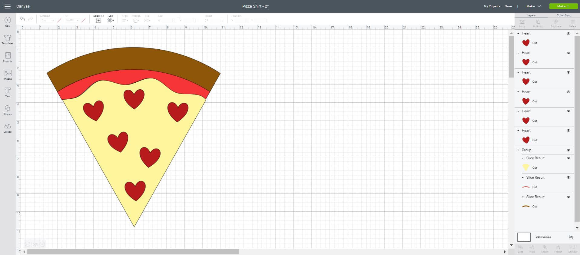pizza my heart file in cricut design space