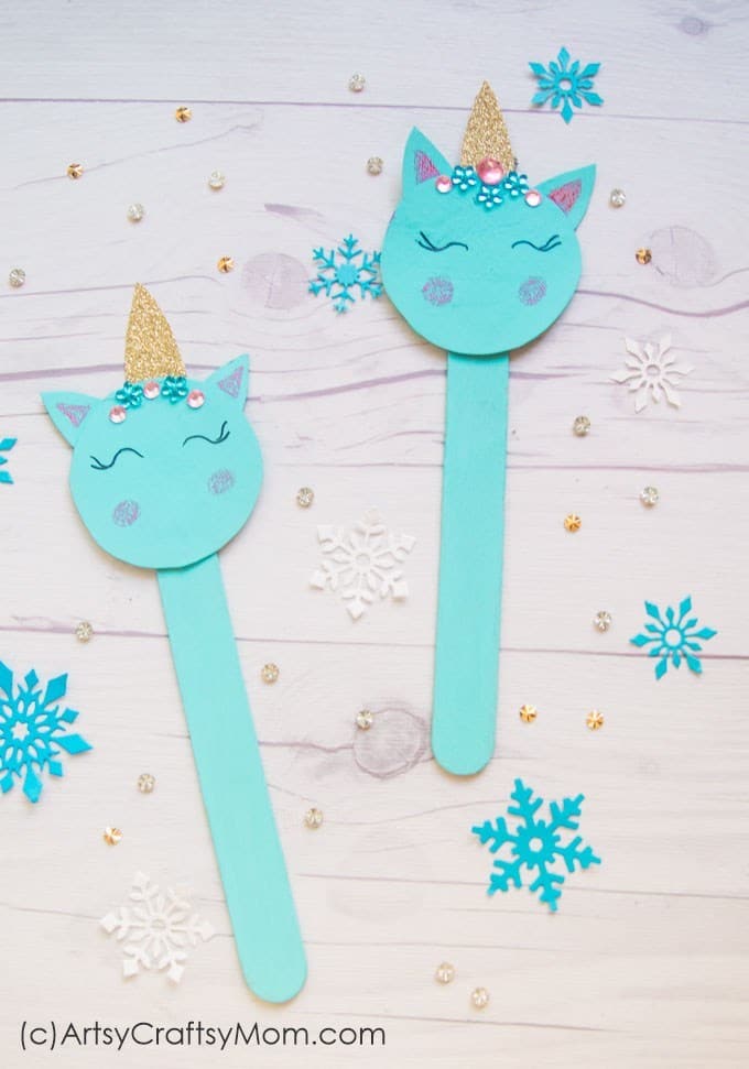 unicorn craft stick ornaments