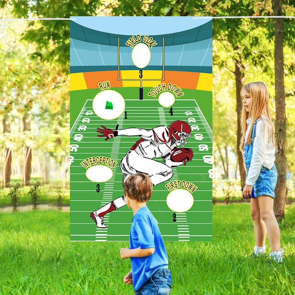 football bean bag toss game being played
