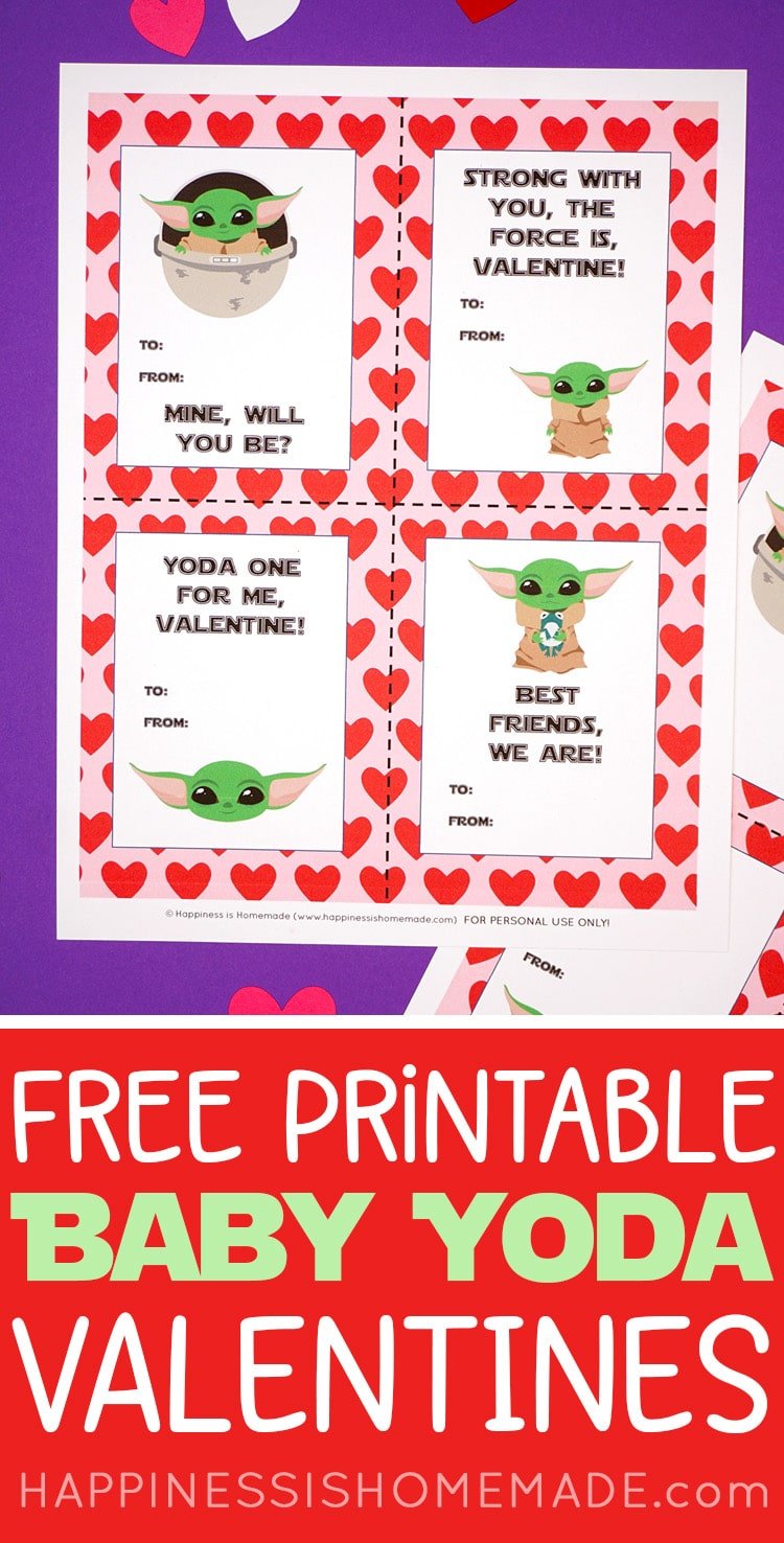 Printable Baby Yoda Valentine Cards for Kids