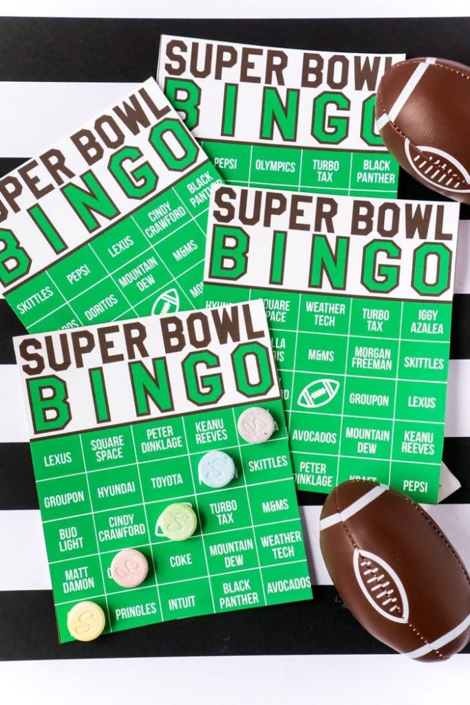 super bowl commercial bingo game cards